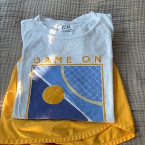 Athleta White and Yellow Graphic Tee